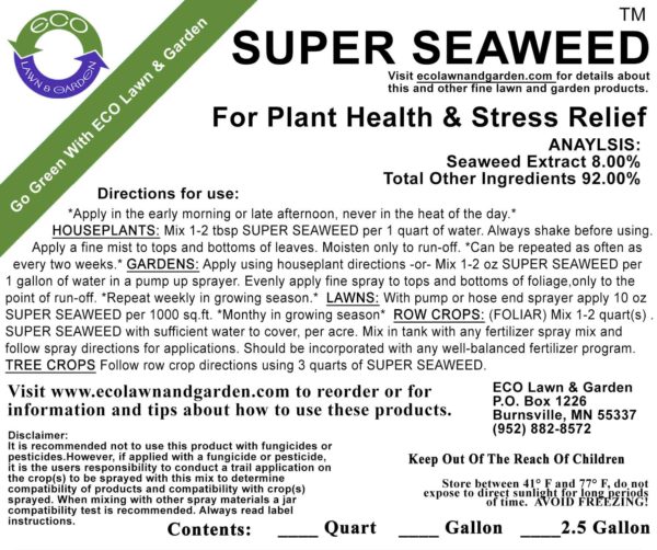 Eco Super Seaweed Label for Lawn, Gardens, and Soil